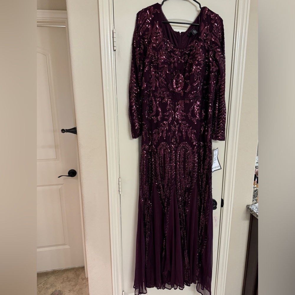 R & M Richard's long sleeve formal gown